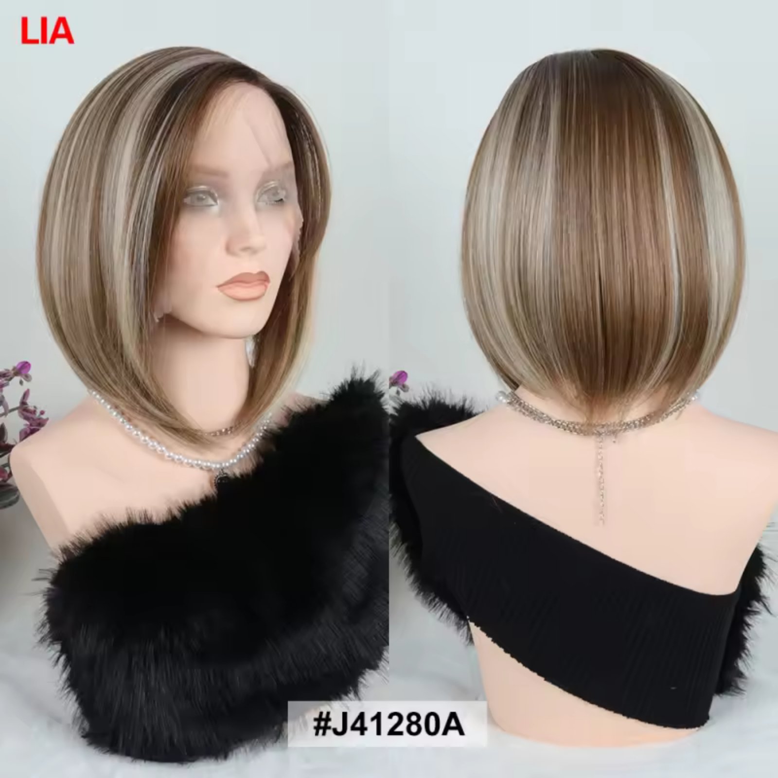 #J41280A Περούκα LIA GKM, με χειροποίητη χωρίστρα, συνθετική με φυσική τρίχα κερατίνης Kanekalon.