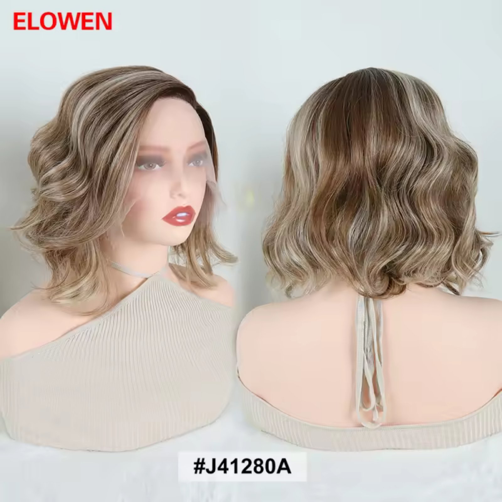 #J41280A Περούκα ELOWEN GKM, με χειροποίητη χωρίστρα, συνθετική με φυσική τρίχα κερατίνης Kanekalon.