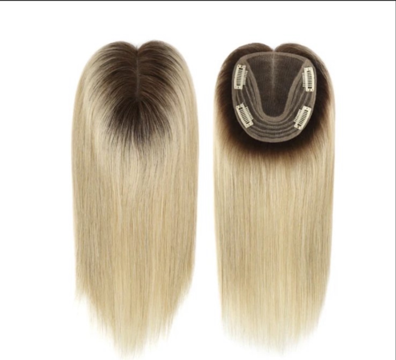 Topper κορυφής 100% φυσική τρίχα, με 3 clips - κωδικός #613/BC, απόχρωση κατάξανθο με σκίανση στη ρίζα